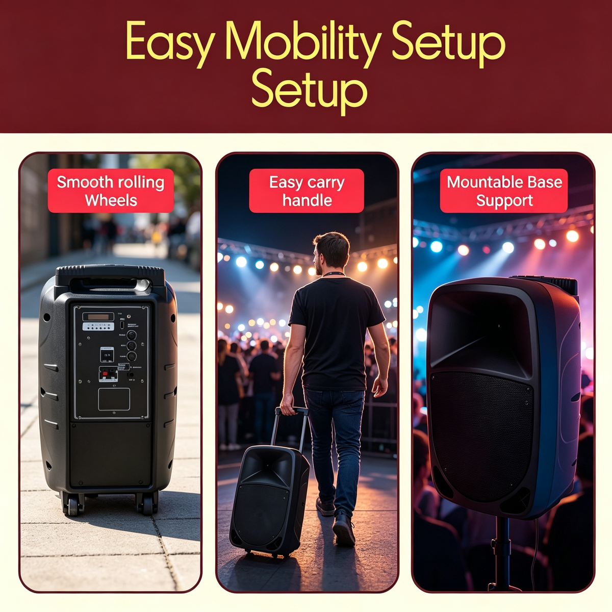 Portable Rolling PA Speaker System