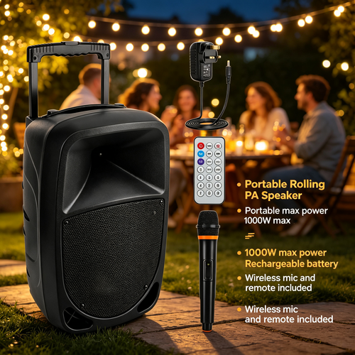 Portable Rolling PA Speaker System